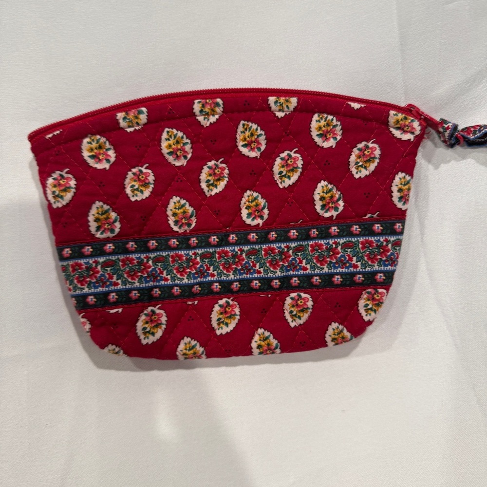 Vera Bradley Small Cosmetic Pouch in retired Red Leaf Pattern  USED